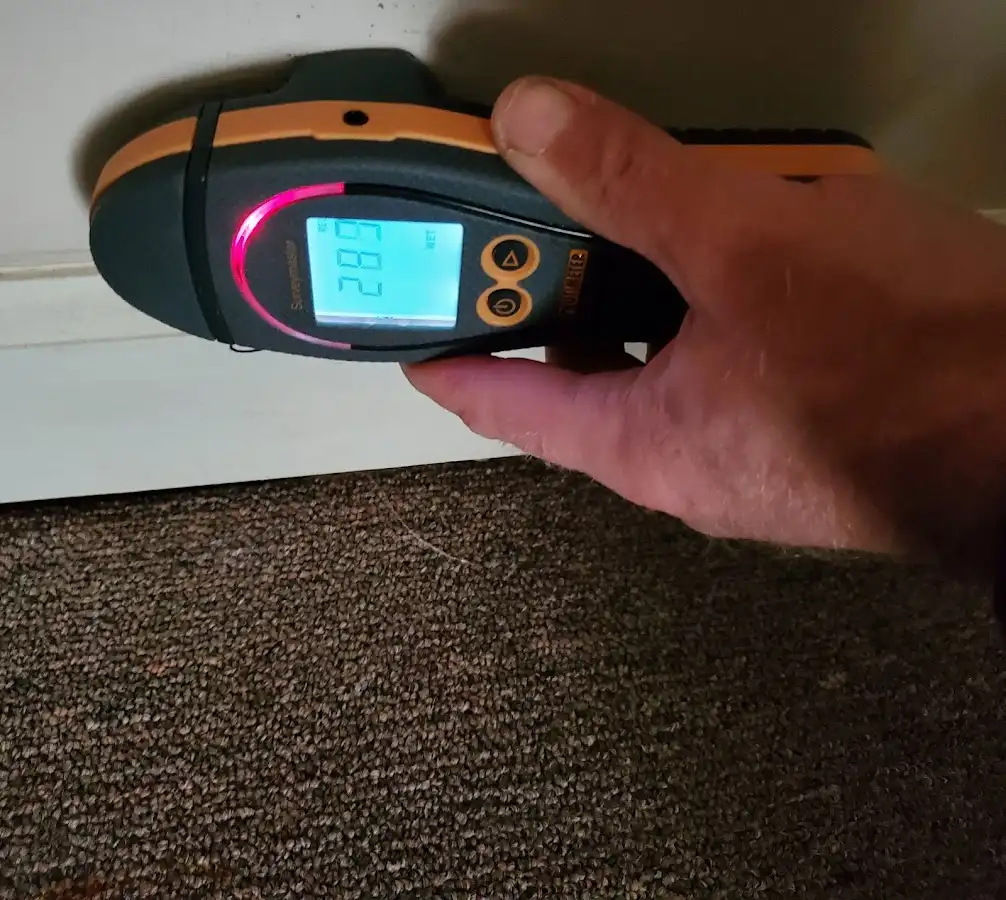 Moisture detection at baseboard during Sewage Cleanup & Sanitation in Jerome